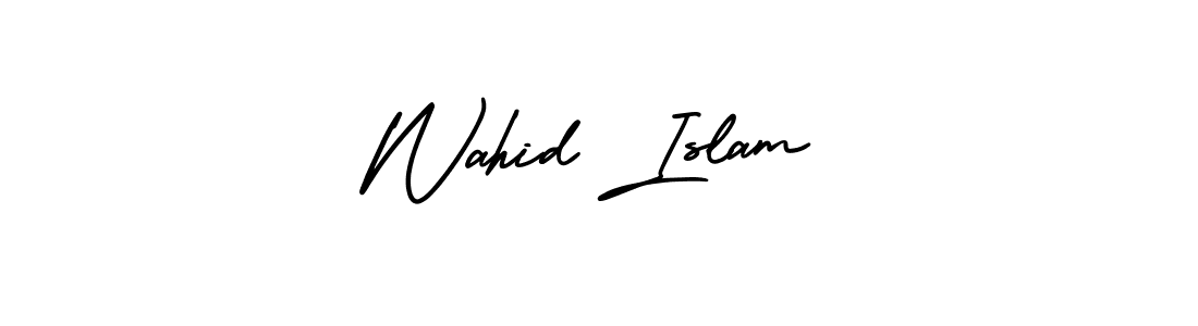 How to make Wahid Islam name signature. Use AmerikaSignatureDemo-Regular style for creating short signs online. This is the latest handwritten sign. Wahid Islam signature style 3 images and pictures png