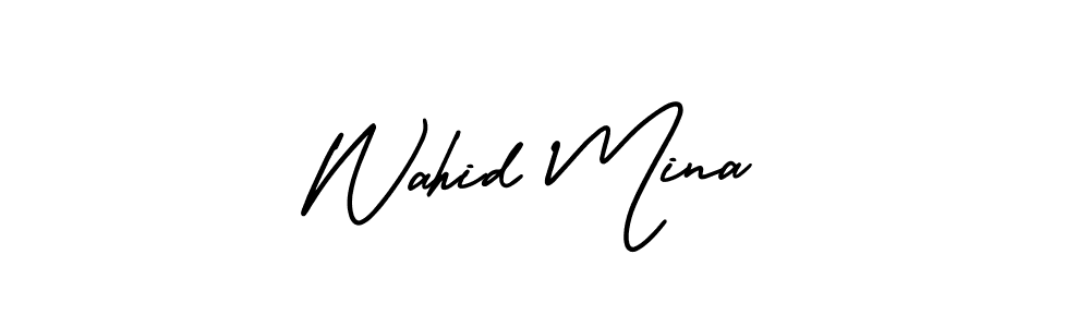 This is the best signature style for the Wahid Mina name. Also you like these signature font (AmerikaSignatureDemo-Regular). Mix name signature. Wahid Mina signature style 3 images and pictures png