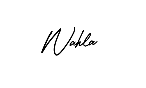 Use a signature maker to create a handwritten signature online. With this signature software, you can design (AmerikaSignatureDemo-Regular) your own signature for name Wahla. Wahla signature style 3 images and pictures png
