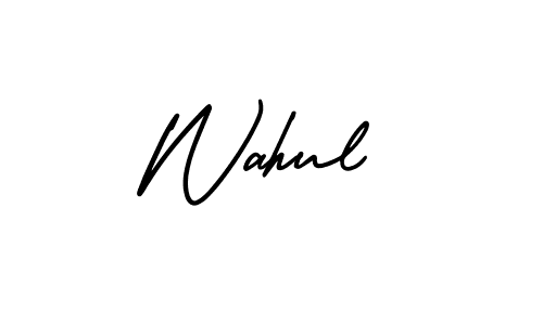 How to Draw Wahul signature style? AmerikaSignatureDemo-Regular is a latest design signature styles for name Wahul. Wahul signature style 3 images and pictures png