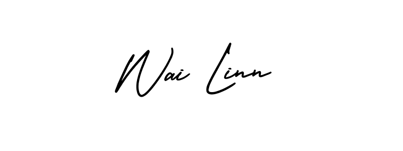 How to make Wai Linn name signature. Use AmerikaSignatureDemo-Regular style for creating short signs online. This is the latest handwritten sign. Wai Linn signature style 3 images and pictures png