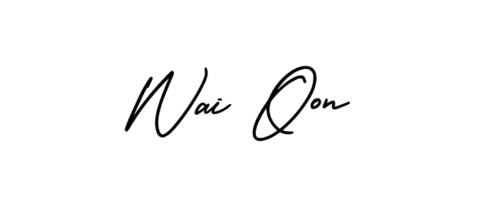 How to make Wai Oon name signature. Use AmerikaSignatureDemo-Regular style for creating short signs online. This is the latest handwritten sign. Wai Oon signature style 3 images and pictures png
