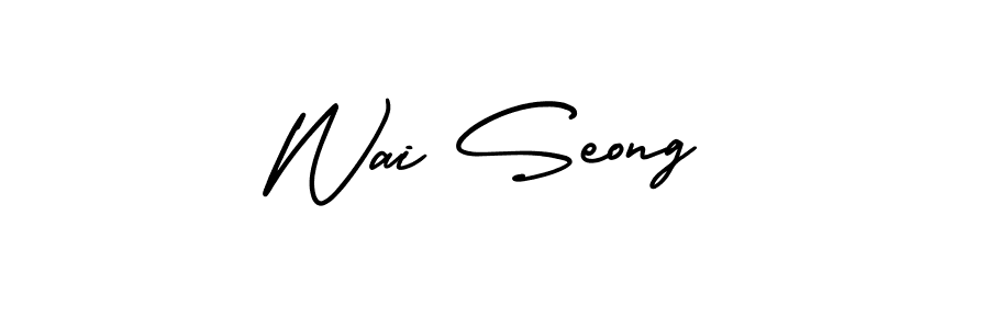 How to make Wai Seong name signature. Use AmerikaSignatureDemo-Regular style for creating short signs online. This is the latest handwritten sign. Wai Seong signature style 3 images and pictures png