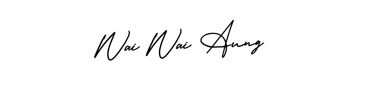 How to make Wai Wai Aung name signature. Use AmerikaSignatureDemo-Regular style for creating short signs online. This is the latest handwritten sign. Wai Wai Aung signature style 3 images and pictures png