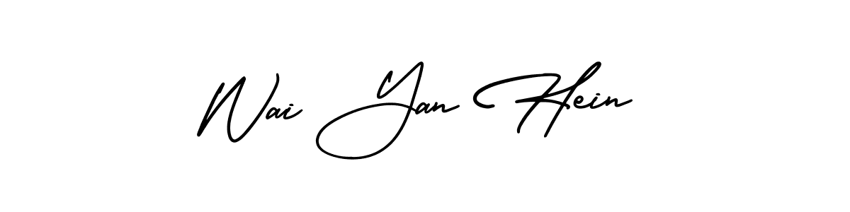 Similarly AmerikaSignatureDemo-Regular is the best handwritten signature design. Signature creator online .You can use it as an online autograph creator for name Wai Yan Hein. Wai Yan Hein signature style 3 images and pictures png