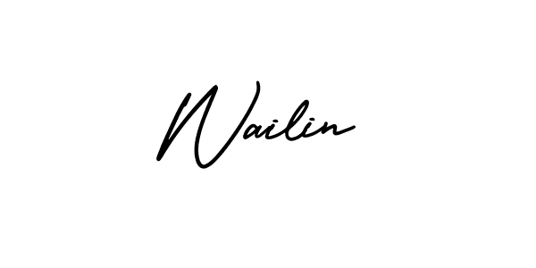 The best way (AmerikaSignatureDemo-Regular) to make a short signature is to pick only two or three words in your name. The name Wailin include a total of six letters. For converting this name. Wailin signature style 3 images and pictures png