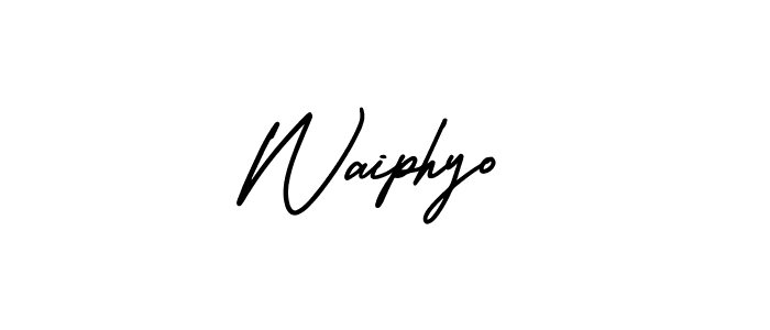 You should practise on your own different ways (AmerikaSignatureDemo-Regular) to write your name (Waiphyo) in signature. don't let someone else do it for you. Waiphyo signature style 3 images and pictures png