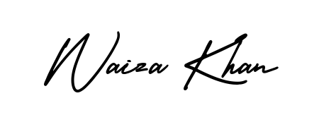Create a personalized artistic stamp with Waiza Khan in AmerikaSignatureDemo-Regular font. Perfect for visual artists, designers, and influencers. Waiza Khan signature style 3 images and pictures png