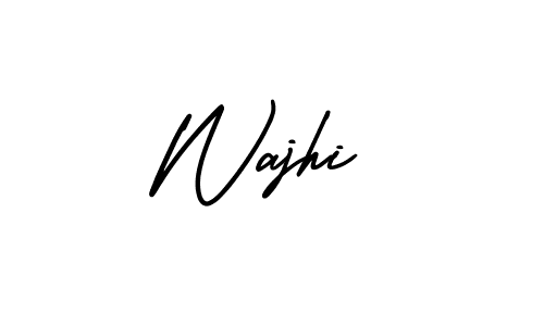 The best way (AmerikaSignatureDemo-Regular) to make a short signature is to pick only two or three words in your name. The name Wajhi include a total of six letters. For converting this name. Wajhi signature style 3 images and pictures png