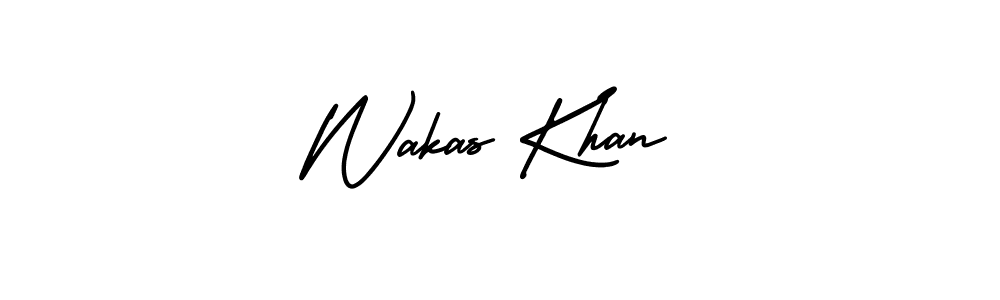 How to Draw Wakas Khan signature style? AmerikaSignatureDemo-Regular is a latest design signature styles for name Wakas Khan. Wakas Khan signature style 3 images and pictures png