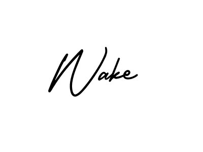 You should practise on your own different ways (AmerikaSignatureDemo-Regular) to write your name (Wake) in signature. don't let someone else do it for you. Wake signature style 3 images and pictures png