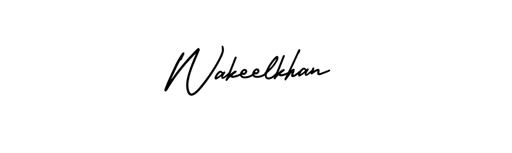 The best way (AmerikaSignatureDemo-Regular) to make a short signature is to pick only two or three words in your name. The name Wakeelkhan include a total of six letters. For converting this name. Wakeelkhan signature style 3 images and pictures png