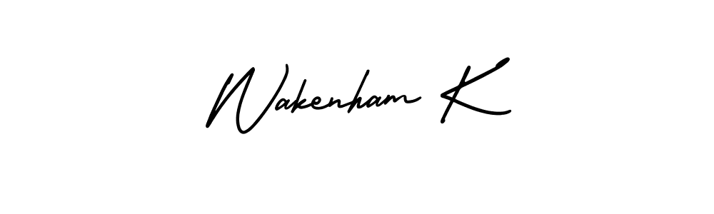 How to make Wakenham K name signature. Use AmerikaSignatureDemo-Regular style for creating short signs online. This is the latest handwritten sign. Wakenham K signature style 3 images and pictures png