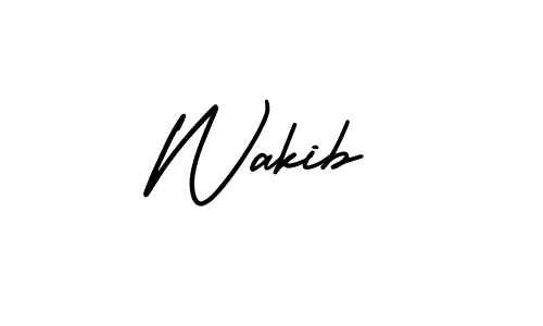 Design your own signature with our free online signature maker. With this signature software, you can create a handwritten (AmerikaSignatureDemo-Regular) signature for name Wakib. Wakib signature style 3 images and pictures png