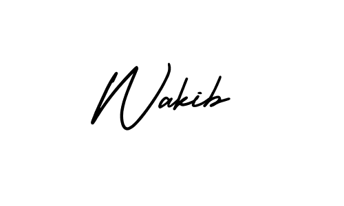 Make a beautiful signature design for name Wakib. With this signature (AmerikaSignatureDemo-Regular) style, you can create a handwritten signature for free. Wakib signature style 3 images and pictures png