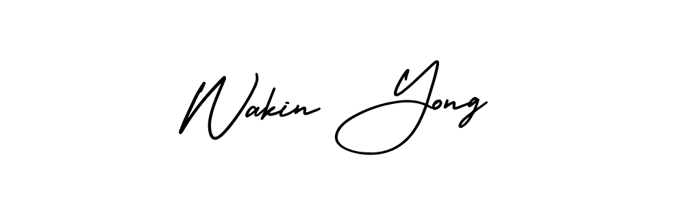 This is the best signature style for the Wakin Yong name. Also you like these signature font (AmerikaSignatureDemo-Regular). Mix name signature. Wakin Yong signature style 3 images and pictures png