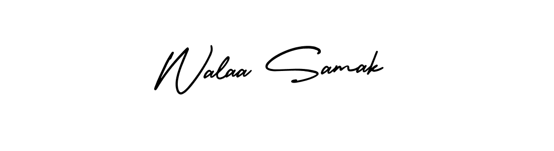 The best way (AmerikaSignatureDemo-Regular) to make a short signature is to pick only two or three words in your name. The name Walaa Samak include a total of six letters. For converting this name. Walaa Samak signature style 3 images and pictures png