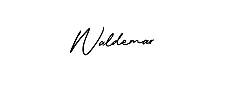 The best way (AmerikaSignatureDemo-Regular) to make a short signature is to pick only two or three words in your name. The name Waldemar include a total of six letters. For converting this name. Waldemar signature style 3 images and pictures png