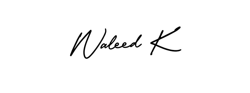 Use a signature maker to create a handwritten signature online. With this signature software, you can design (AmerikaSignatureDemo-Regular) your own signature for name Waleed K. Waleed K signature style 3 images and pictures png
