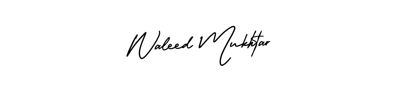 How to make Waleed Mukhtar name signature. Use AmerikaSignatureDemo-Regular style for creating short signs online. This is the latest handwritten sign. Waleed Mukhtar signature style 3 images and pictures png