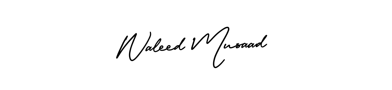 How to make Waleed Musaad name signature. Use AmerikaSignatureDemo-Regular style for creating short signs online. This is the latest handwritten sign. Waleed Musaad signature style 3 images and pictures png