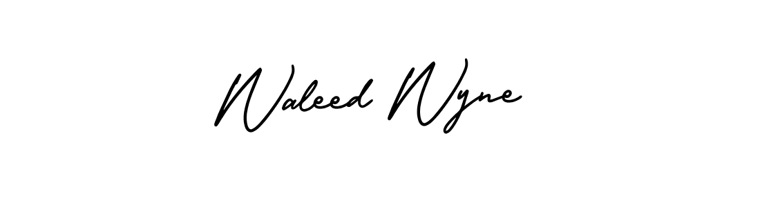 The best way (AmerikaSignatureDemo-Regular) to make a short signature is to pick only two or three words in your name. The name Waleed Wyne include a total of six letters. For converting this name. Waleed Wyne signature style 3 images and pictures png