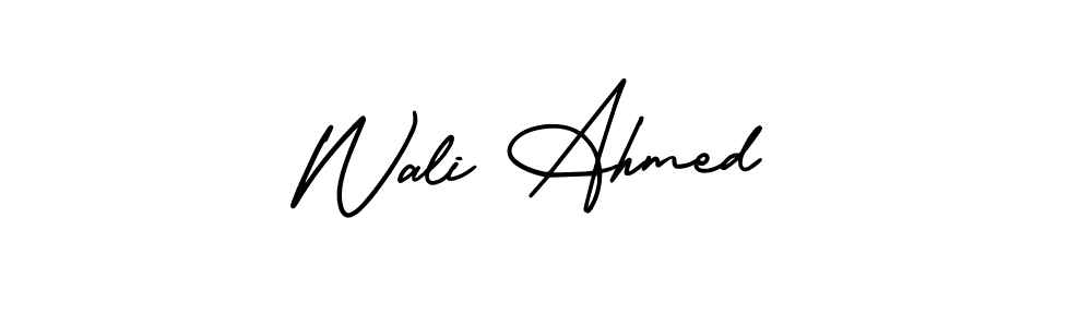 if you are searching for the best signature style for your name Wali Ahmed. so please give up your signature search. here we have designed multiple signature styles  using AmerikaSignatureDemo-Regular. Wali Ahmed signature style 3 images and pictures png