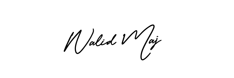 The best way (AmerikaSignatureDemo-Regular) to make a short signature is to pick only two or three words in your name. The name Walid Maj include a total of six letters. For converting this name. Walid Maj signature style 3 images and pictures png