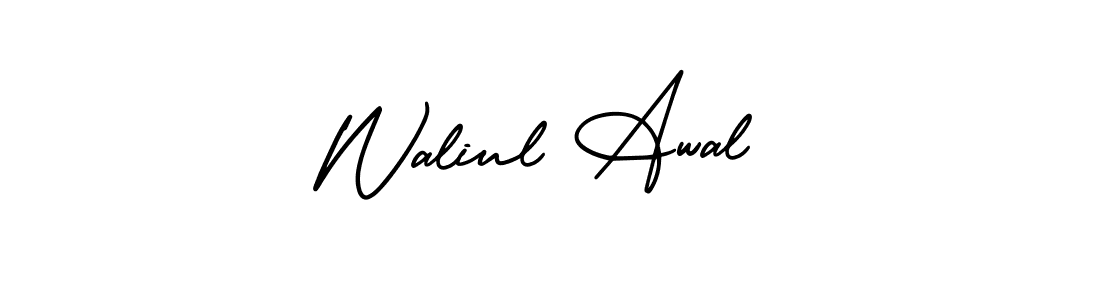 The best way (AmerikaSignatureDemo-Regular) to make a short signature is to pick only two or three words in your name. The name Waliul Awal include a total of six letters. For converting this name. Waliul Awal signature style 3 images and pictures png