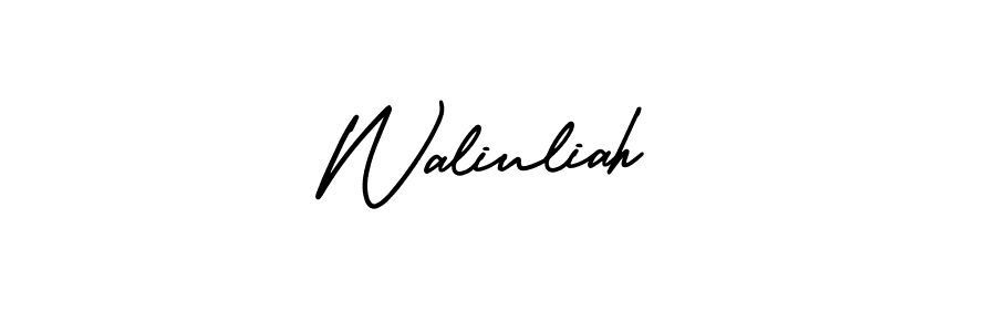 Similarly AmerikaSignatureDemo-Regular is the best handwritten signature design. Signature creator online .You can use it as an online autograph creator for name Waliuliah. Waliuliah signature style 3 images and pictures png