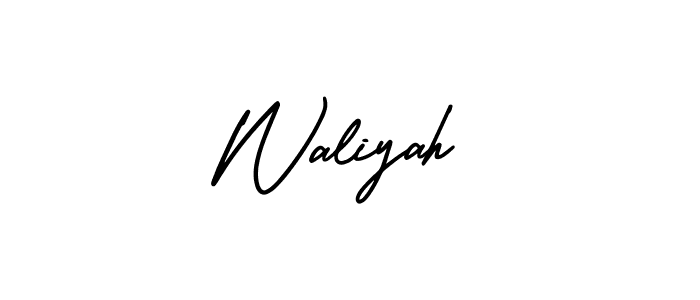 The best way (AmerikaSignatureDemo-Regular) to make a short signature is to pick only two or three words in your name. The name Waliyah include a total of six letters. For converting this name. Waliyah signature style 3 images and pictures png