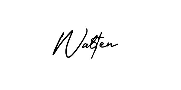 The best way (AmerikaSignatureDemo-Regular) to make a short signature is to pick only two or three words in your name. The name Walten include a total of six letters. For converting this name. Walten signature style 3 images and pictures png