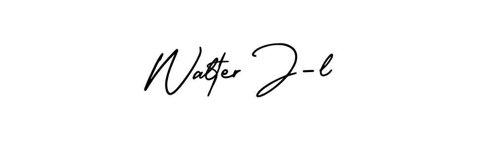 You should practise on your own different ways (AmerikaSignatureDemo-Regular) to write your name (Walter J-l) in signature. don't let someone else do it for you. Walter J-l signature style 3 images and pictures png