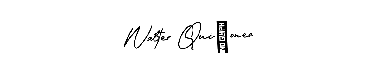 Check out images of Autograph of Walter Quiñonez name. Actor Walter Quiñonez Signature Style. AmerikaSignatureDemo-Regular is a professional sign style online. Walter Quiñonez signature style 3 images and pictures png