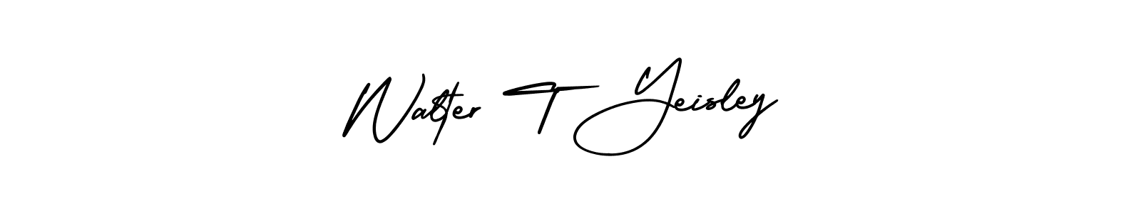 You should practise on your own different ways (AmerikaSignatureDemo-Regular) to write your name (Walter T Yeisley) in signature. don't let someone else do it for you. Walter T Yeisley signature style 3 images and pictures png