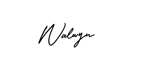 The best way (AmerikaSignatureDemo-Regular) to make a short signature is to pick only two or three words in your name. The name Walwyn include a total of six letters. For converting this name. Walwyn signature style 3 images and pictures png