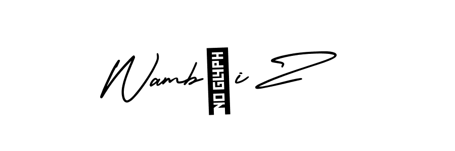 It looks lik you need a new signature style for name Wambũi Z. Design unique handwritten (AmerikaSignatureDemo-Regular) signature with our free signature maker in just a few clicks. Wambũi Z signature style 3 images and pictures png