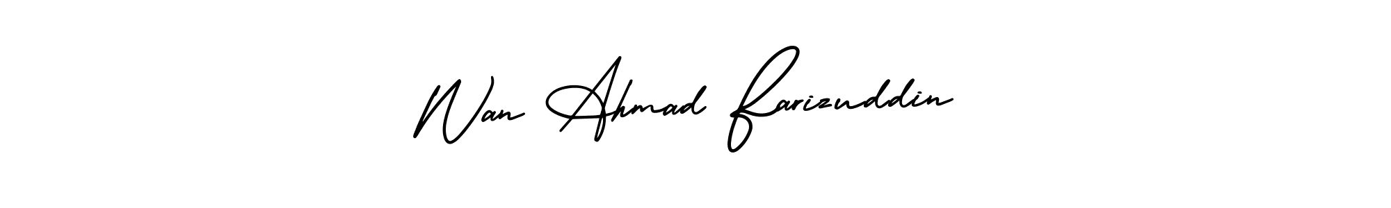 Make a short Wan Ahmad Farizuddin signature style. Manage your documents anywhere anytime using AmerikaSignatureDemo-Regular. Create and add eSignatures, submit forms, share and send files easily. Wan Ahmad Farizuddin signature style 3 images and pictures png