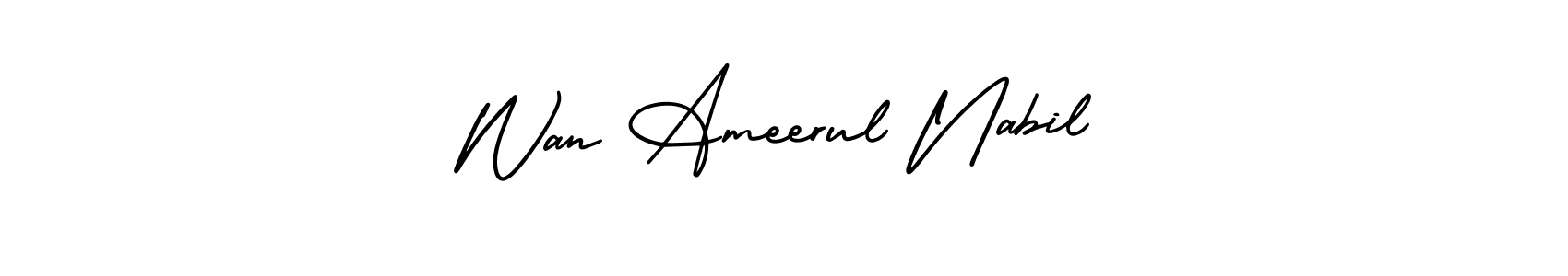 Similarly AmerikaSignatureDemo-Regular is the best handwritten signature design. Signature creator online .You can use it as an online autograph creator for name Wan Ameerul Nabil. Wan Ameerul Nabil signature style 3 images and pictures png