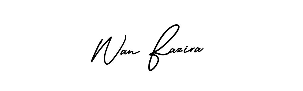 How to make Wan Fazira name signature. Use AmerikaSignatureDemo-Regular style for creating short signs online. This is the latest handwritten sign. Wan Fazira signature style 3 images and pictures png