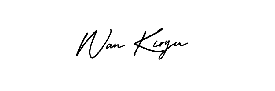 This is the best signature style for the Wan Kiryu name. Also you like these signature font (AmerikaSignatureDemo-Regular). Mix name signature. Wan Kiryu signature style 3 images and pictures png