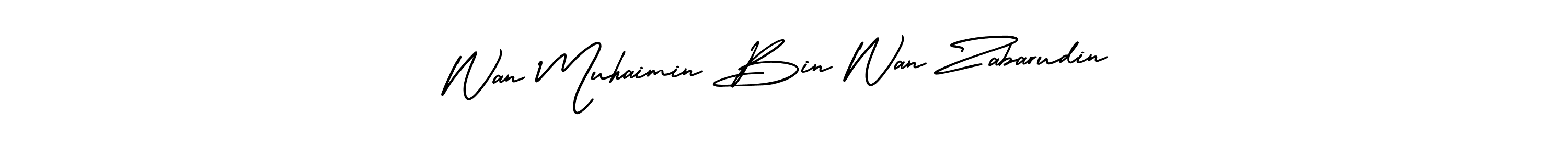 Also You can easily find your signature by using the search form. We will create Wan Muhaimin Bin Wan Zabarudin name handwritten signature images for you free of cost using AmerikaSignatureDemo-Regular sign style. Wan Muhaimin Bin Wan Zabarudin signature style 3 images and pictures png