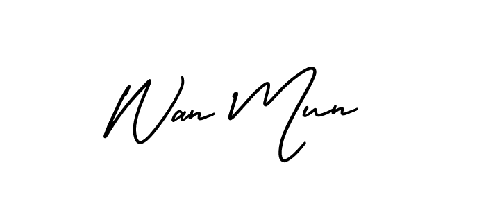 Use a signature maker to create a handwritten signature online. With this signature software, you can design (AmerikaSignatureDemo-Regular) your own signature for name Wan Mun. Wan Mun signature style 3 images and pictures png