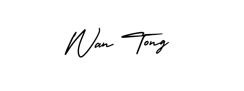 You should practise on your own different ways (AmerikaSignatureDemo-Regular) to write your name (Wan Tong) in signature. don't let someone else do it for you. Wan Tong signature style 3 images and pictures png