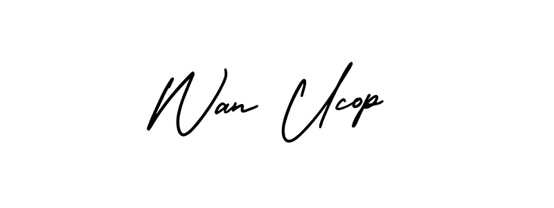 Use a signature maker to create a handwritten signature online. With this signature software, you can design (AmerikaSignatureDemo-Regular) your own signature for name Wan Ucop. Wan Ucop signature style 3 images and pictures png