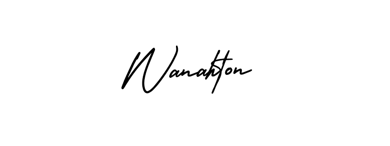 AmerikaSignatureDemo-Regular is a professional signature style that is perfect for those who want to add a touch of class to their signature. It is also a great choice for those who want to make their signature more unique. Get Wanahton name to fancy signature for free. Wanahton signature style 3 images and pictures png