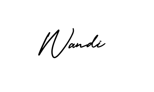 The best way (AmerikaSignatureDemo-Regular) to make a short signature is to pick only two or three words in your name. The name Wandi include a total of six letters. For converting this name. Wandi signature style 3 images and pictures png