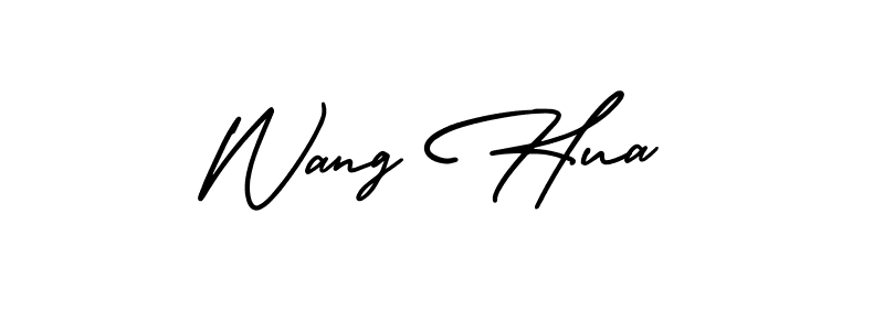 How to make Wang Hua name signature. Use AmerikaSignatureDemo-Regular style for creating short signs online. This is the latest handwritten sign. Wang Hua signature style 3 images and pictures png