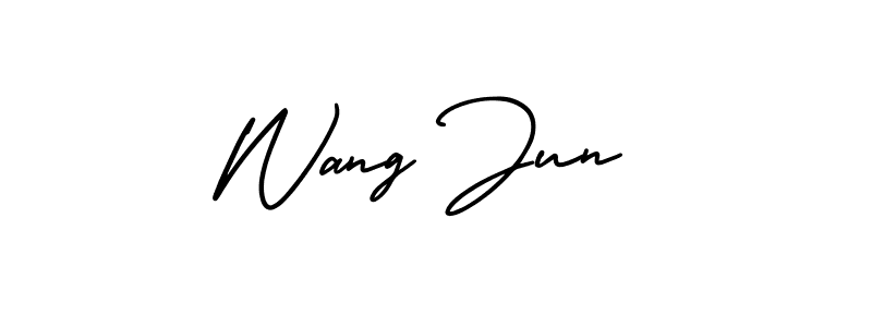 Make a beautiful signature design for name Wang Jun. With this signature (AmerikaSignatureDemo-Regular) style, you can create a handwritten signature for free. Wang Jun signature style 3 images and pictures png