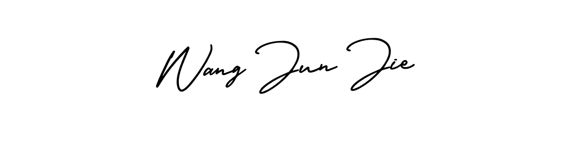 How to Draw Wang Jun Jie signature style? AmerikaSignatureDemo-Regular is a latest design signature styles for name Wang Jun Jie. Wang Jun Jie signature style 3 images and pictures png